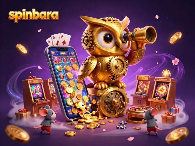 Engage in thrilling spins at Spinbara's casino, featuring lively characters and vibrant slot games.